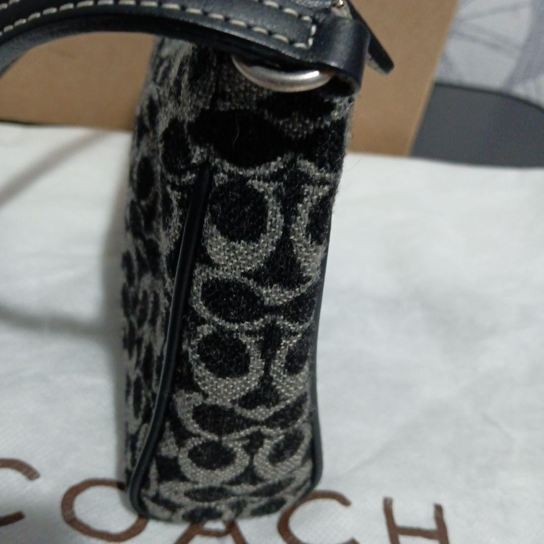 COACH Accessory Pouch Hand Pouch Signature Black Authentic