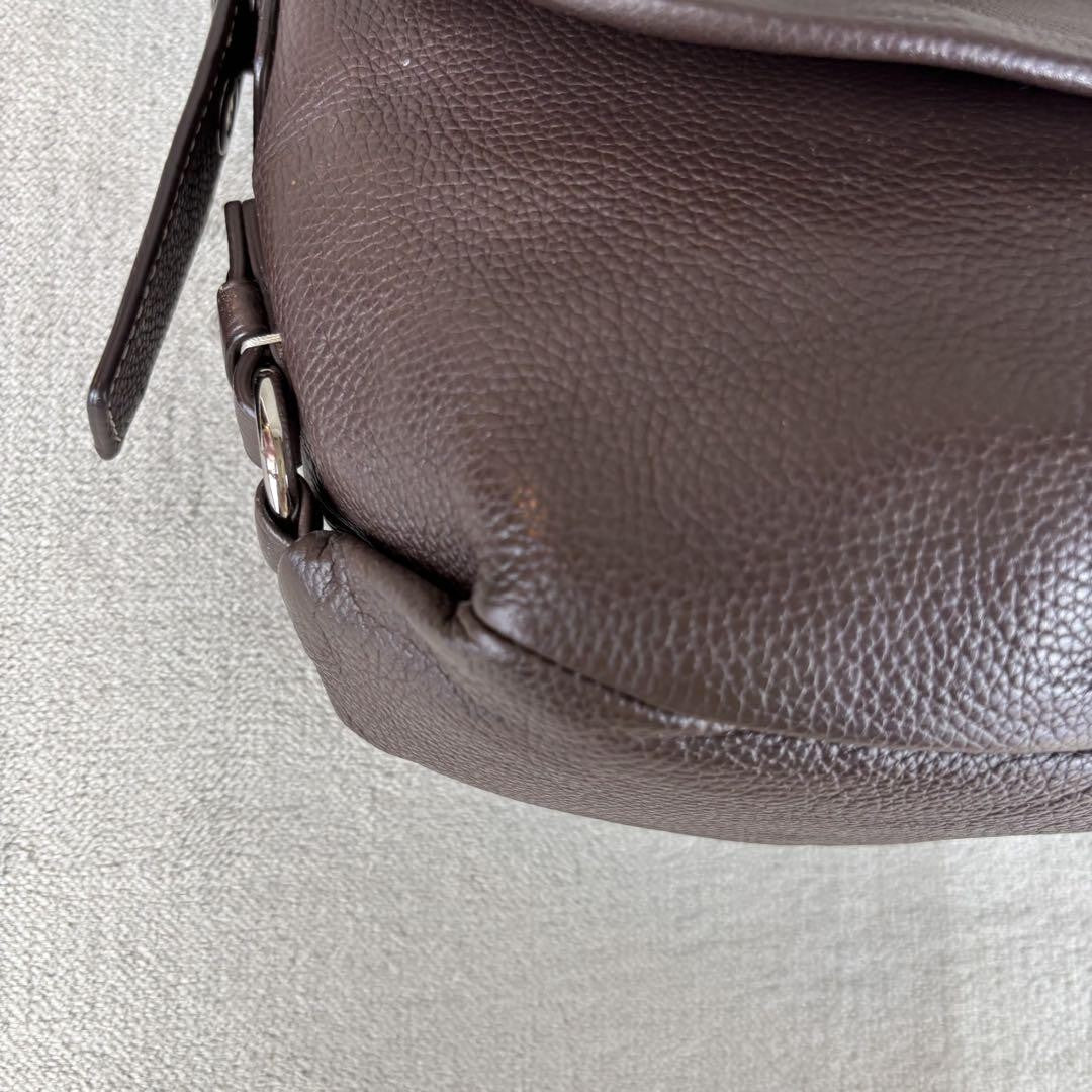 COACH Shoulder Bag Purse Turn Lock Leather Dark Brown Authentic