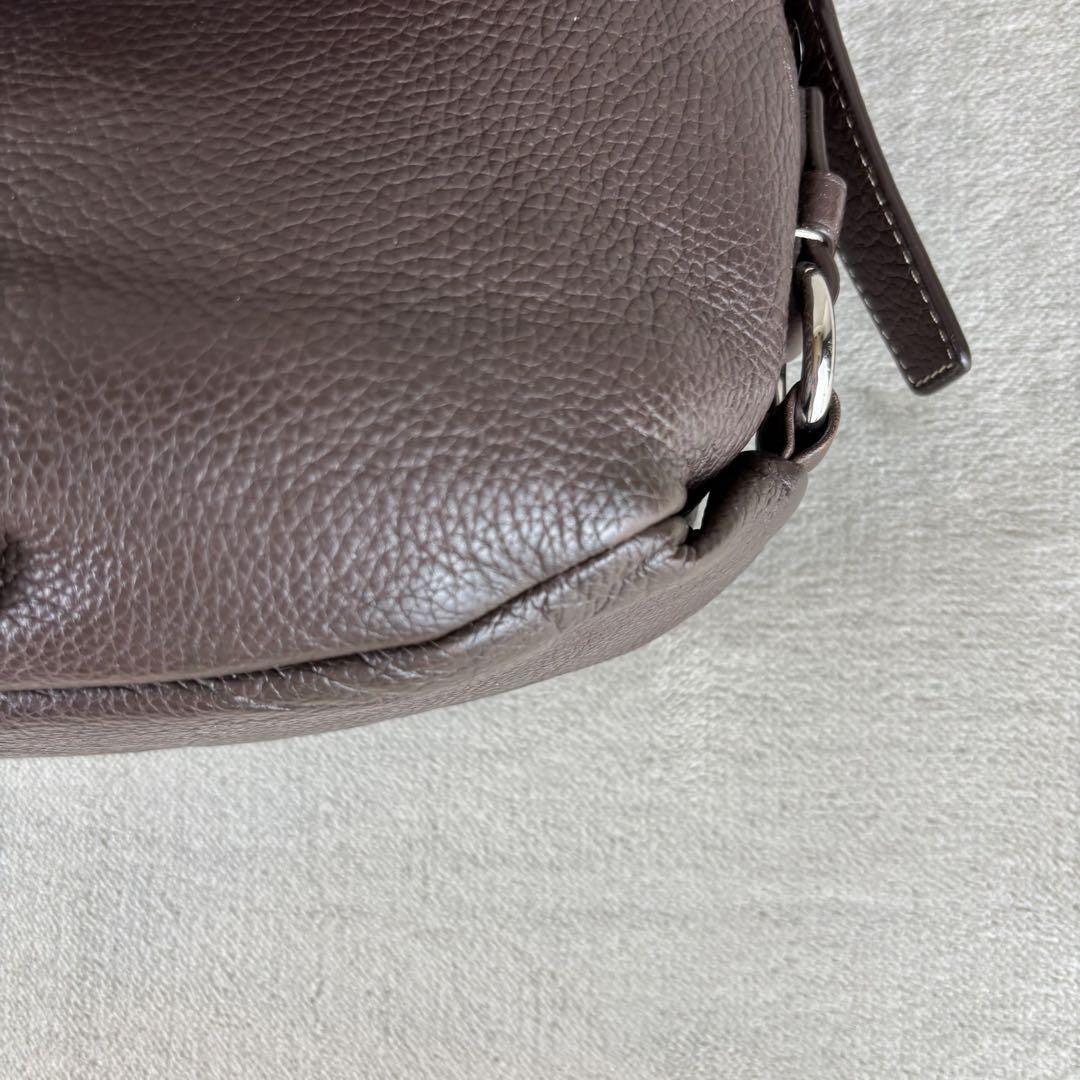 COACH Shoulder Bag Purse Turn Lock Leather Dark Brown Authentic