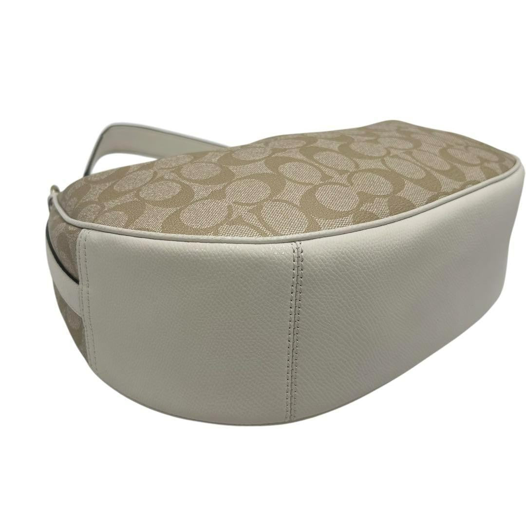 COACH Shoulder Bag Purse Signature PVC Leather White Beige Authentic