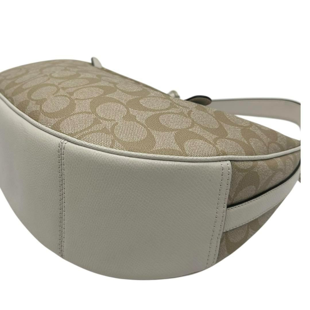 COACH Shoulder Bag Purse Signature PVC Leather White Beige Authentic