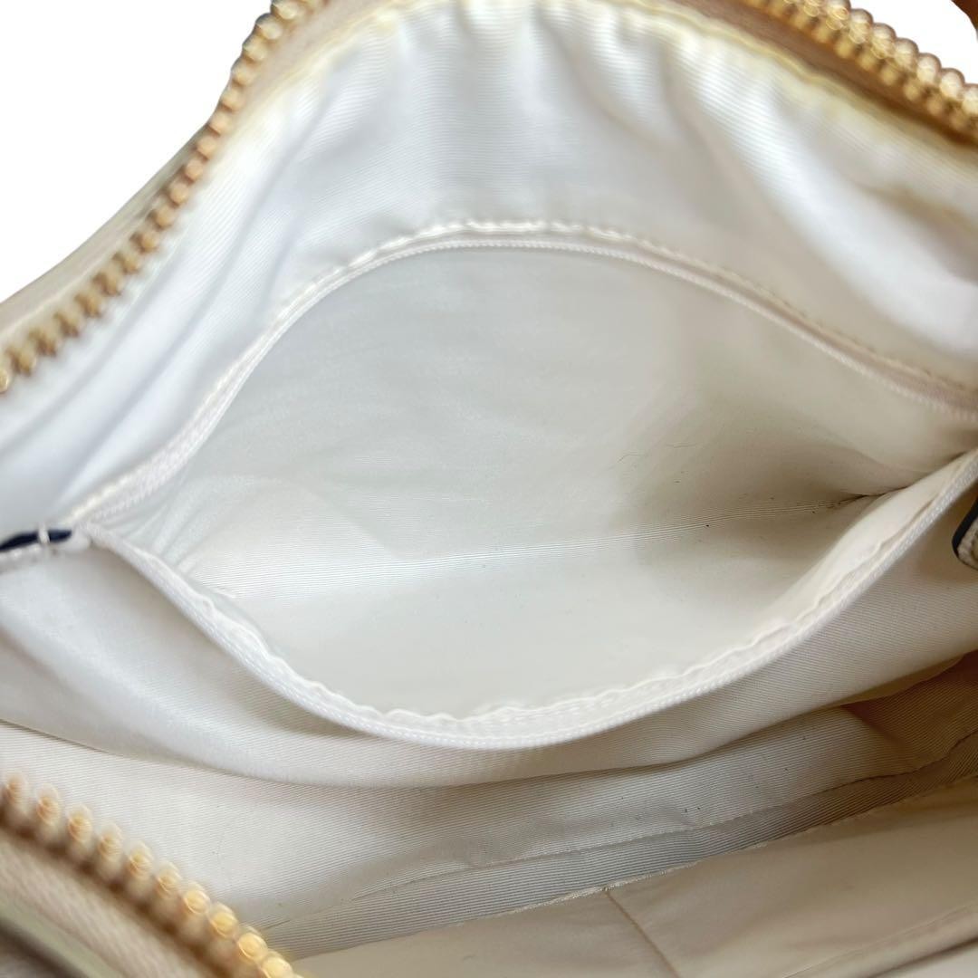 COACH Shoulder Bag Purse Signature PVC Leather White Beige Authentic
