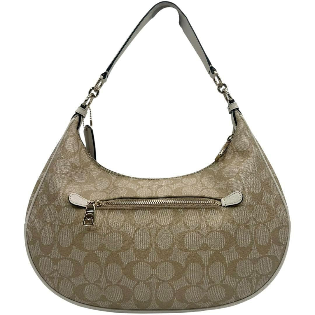 COACH Shoulder Bag Purse Signature PVC Leather White Beige Authentic
