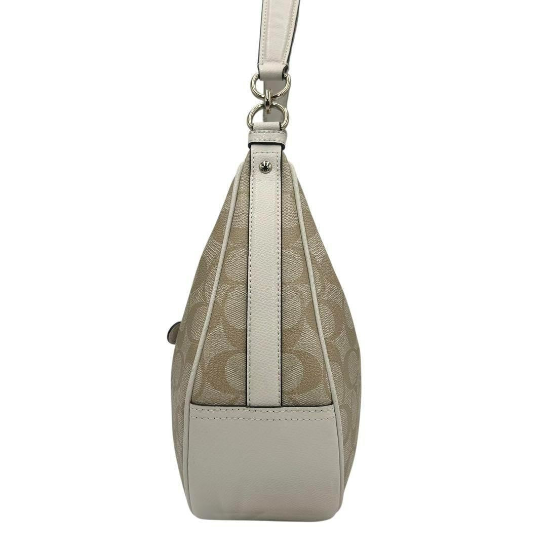 COACH Shoulder Bag Purse Signature PVC Leather White Beige Authentic