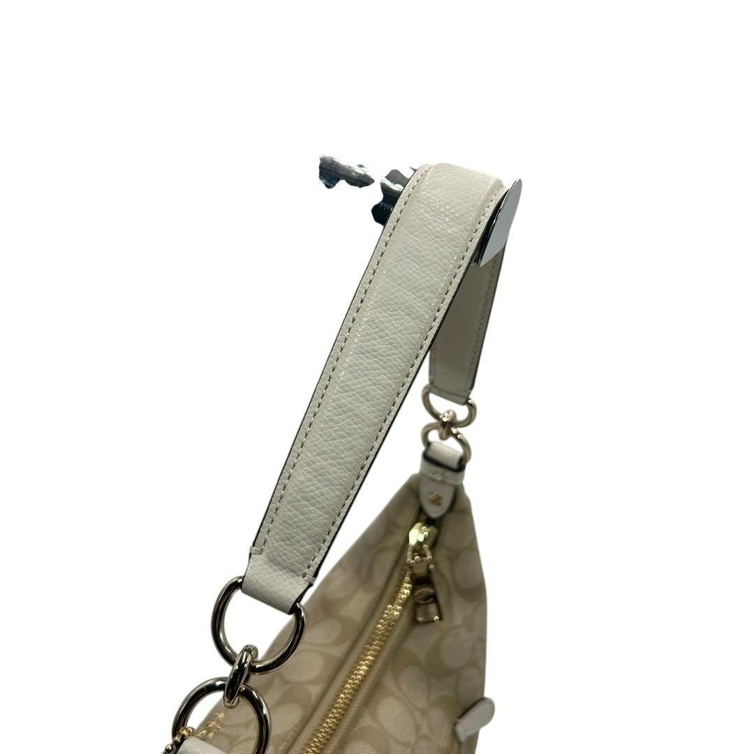 COACH Shoulder Bag Purse Signature PVC Leather White Beige Authentic