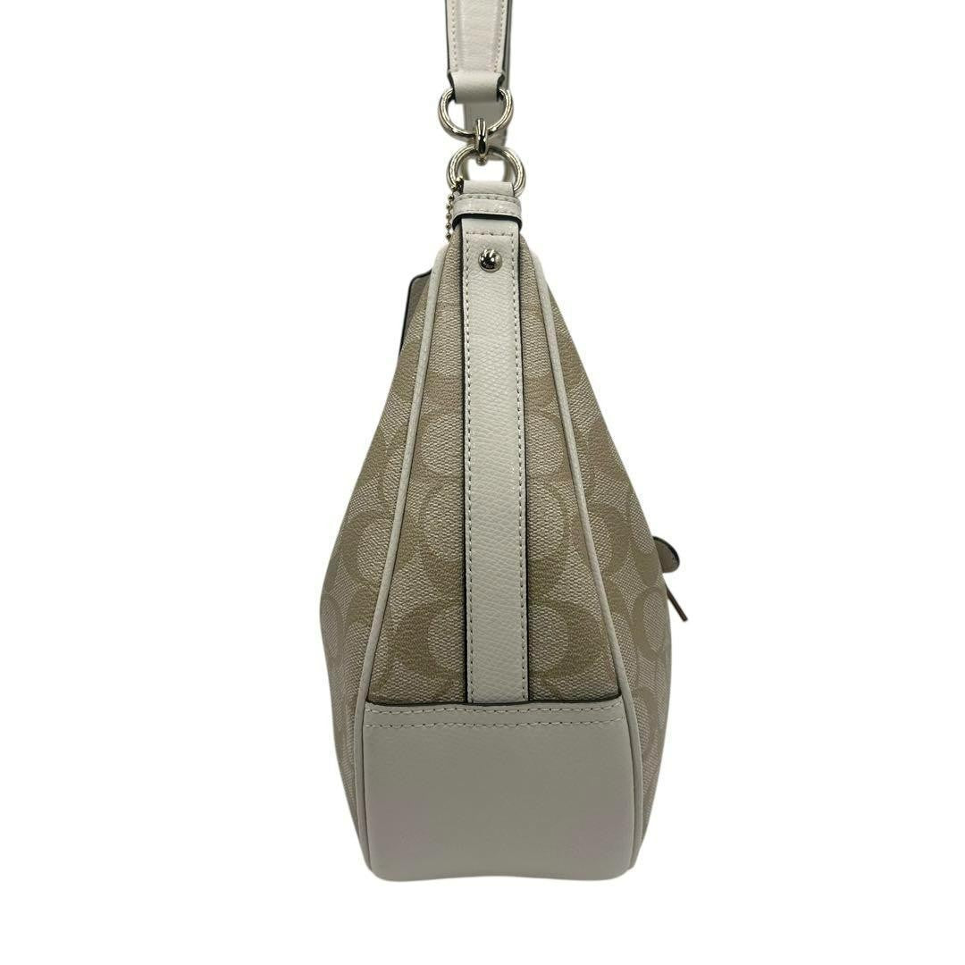 COACH Shoulder Bag Purse Signature PVC Leather White Beige Authentic
