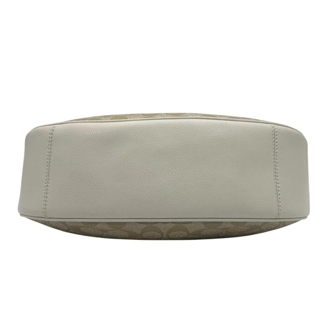 COACH Shoulder Bag Purse Signature PVC Leather White Beige Authentic