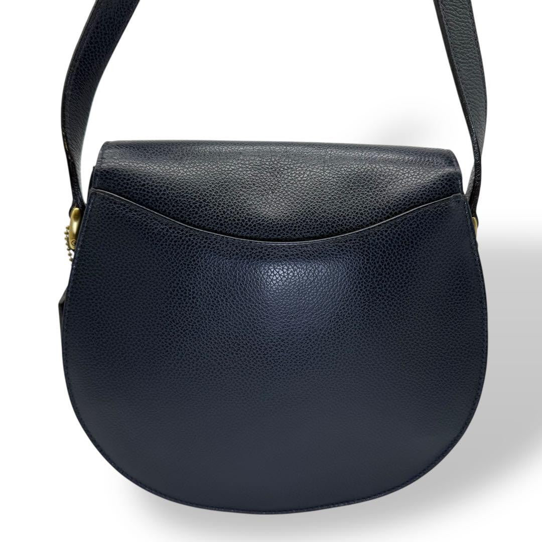 COACH Shoulder Bag Purse Turn Lock 4401 Old Leather Navy Authentic