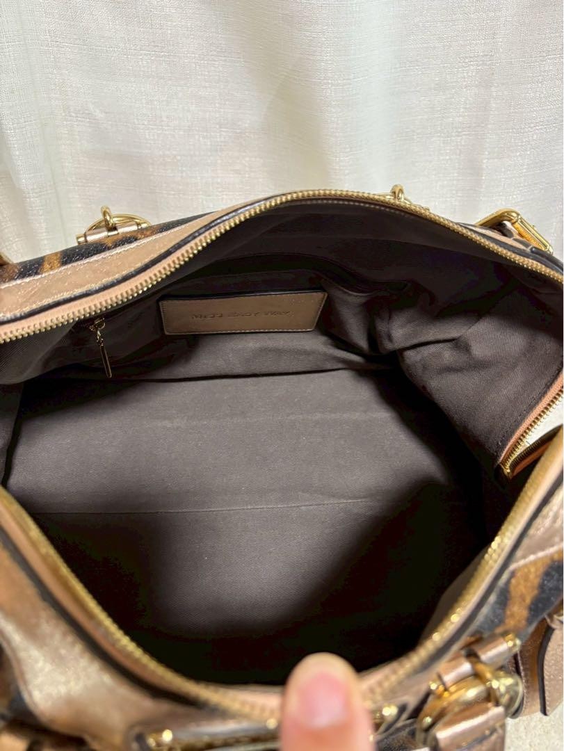 Dolce & Gabbana Hand Bag Tote Purse 2way Leopard PVC Leather Brown Pink Gold