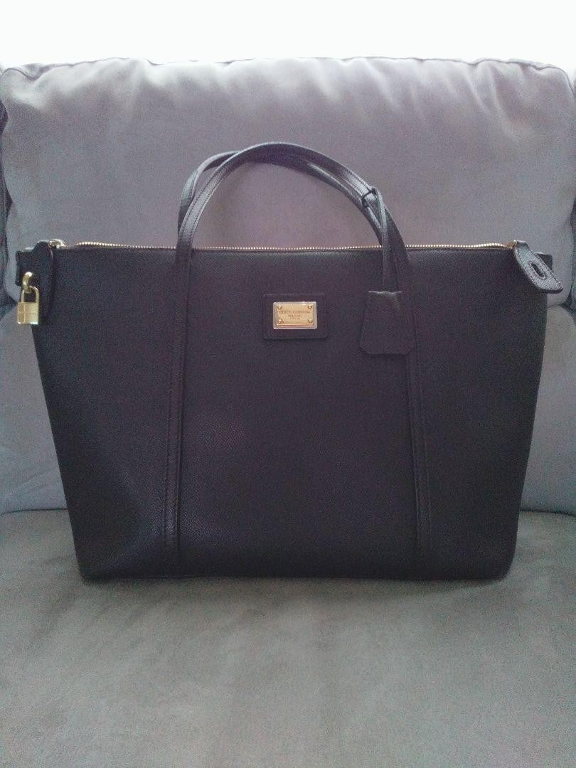 Dolce & Gabbana Hand Bag Tote Purse Leopard Leather Dark Brown Authentic