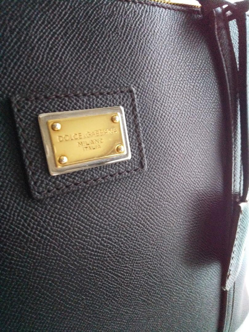 Dolce & Gabbana Hand Bag Tote Purse Leopard Leather Dark Brown Authentic