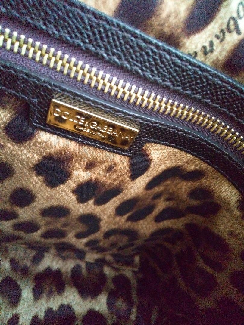 Dolce & Gabbana Hand Bag Tote Purse Leopard Leather Dark Brown Authentic