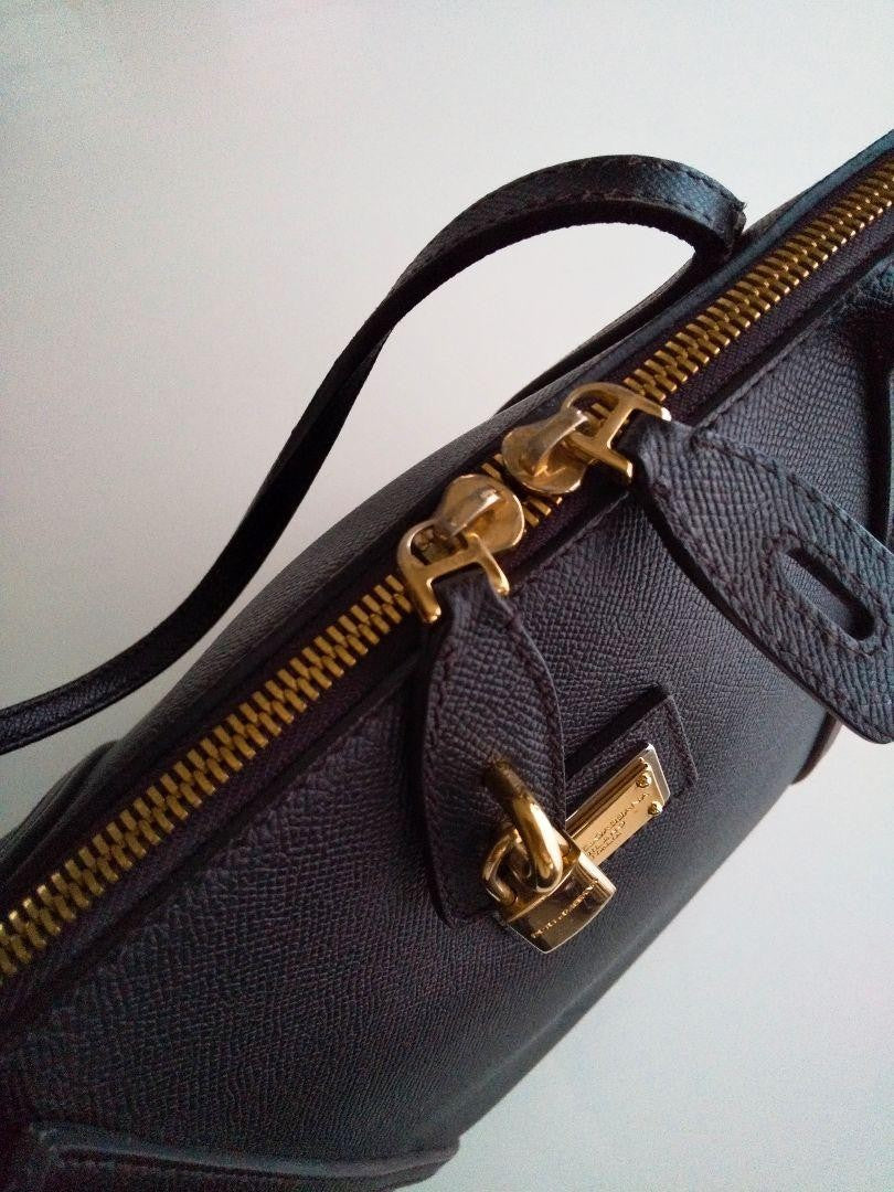 Dolce & Gabbana Hand Bag Tote Purse Leopard Leather Dark Brown Authentic