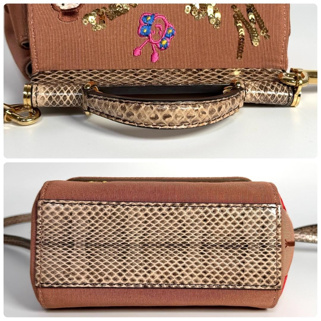 Dolce & Gabbana Hand Shoulder Bag Tote Purse 2way Canvas Pink Authentic
