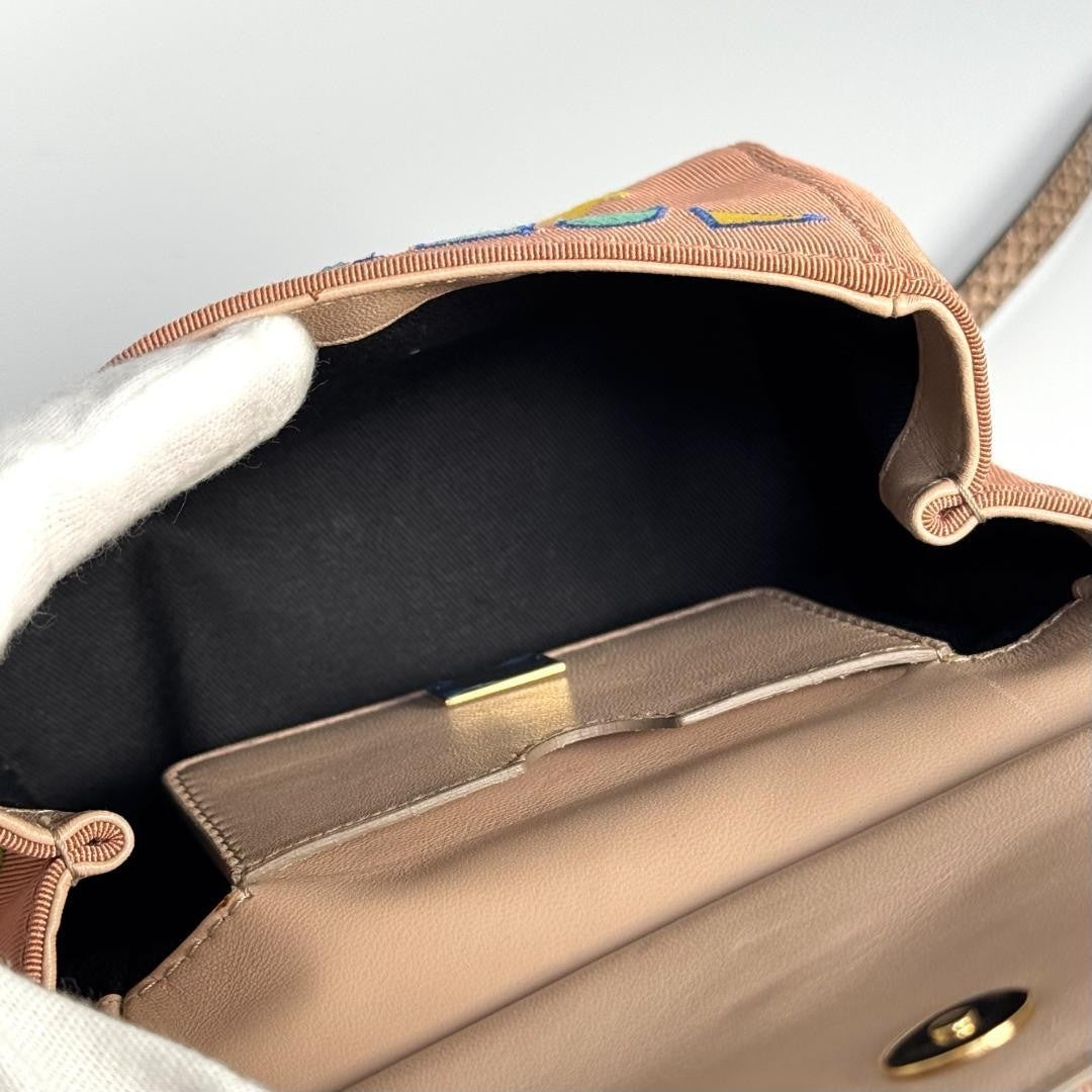 Dolce & Gabbana Hand Shoulder Bag Tote Purse 2way Canvas Pink Authentic