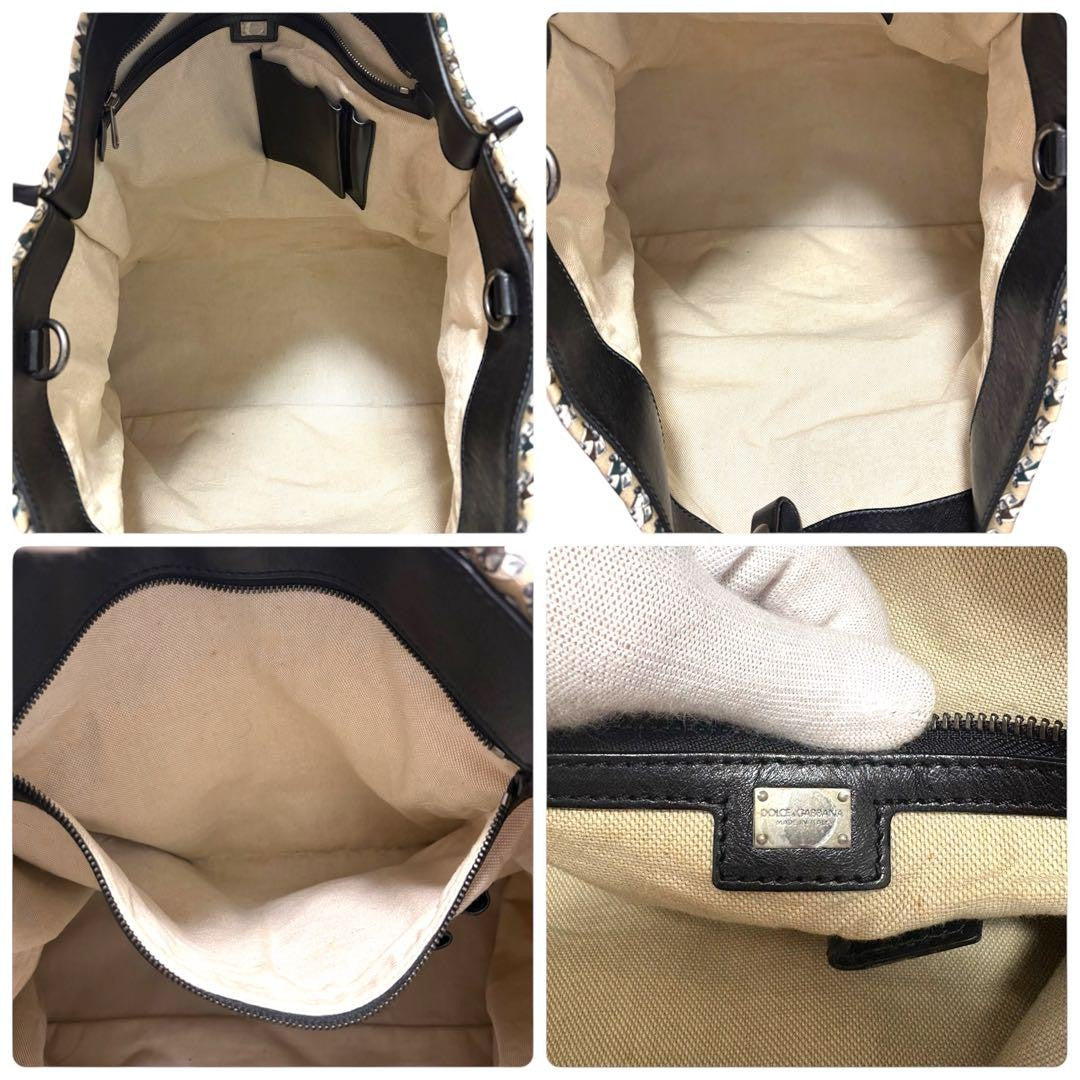 Dolce & Gabbana Hand Bag Tote Purse Beige Authentic