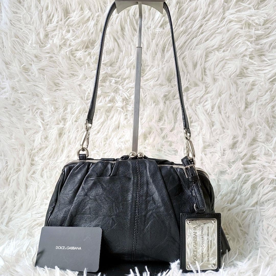 Dolce & Gabbana Shoulder Bag Purse Leather Black Authentic