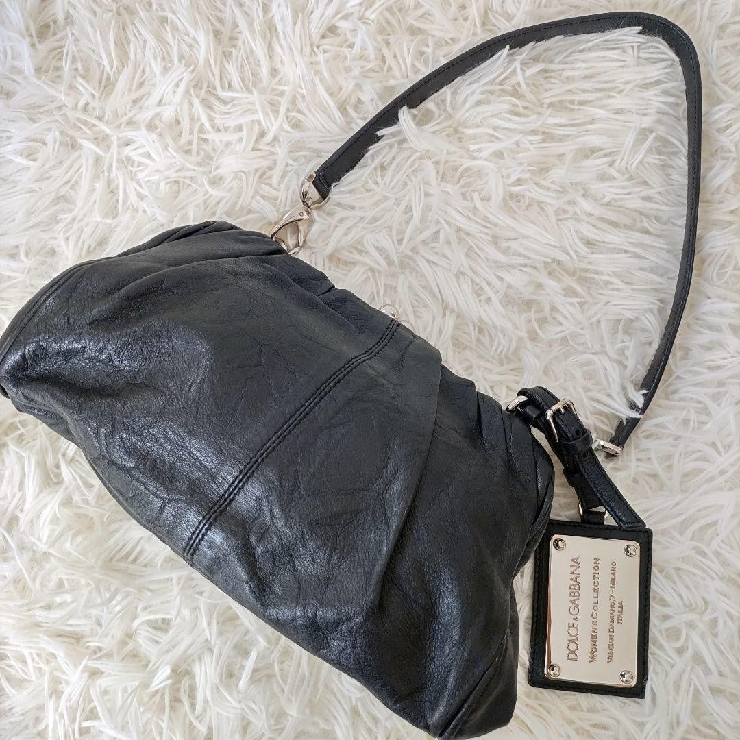 Dolce & Gabbana Shoulder Bag Purse Leather Black Authentic