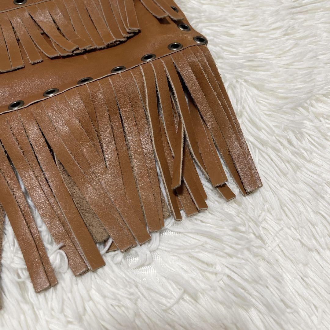 Dolce & Gabbana Hand Shoulder Bag Purse Fringe Brown Authentic
