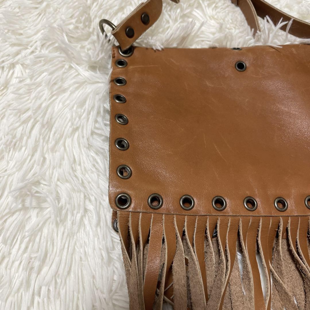 Dolce & Gabbana Hand Shoulder Bag Purse Fringe Brown Authentic