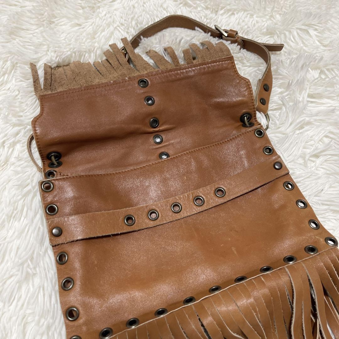 Dolce & Gabbana Hand Shoulder Bag Purse Fringe Brown Authentic