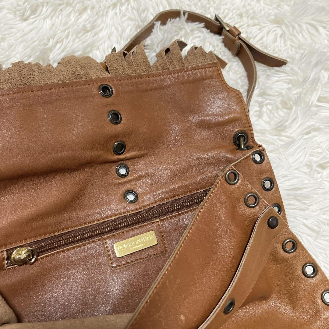 Dolce & Gabbana Hand Shoulder Bag Purse Fringe Brown Authentic