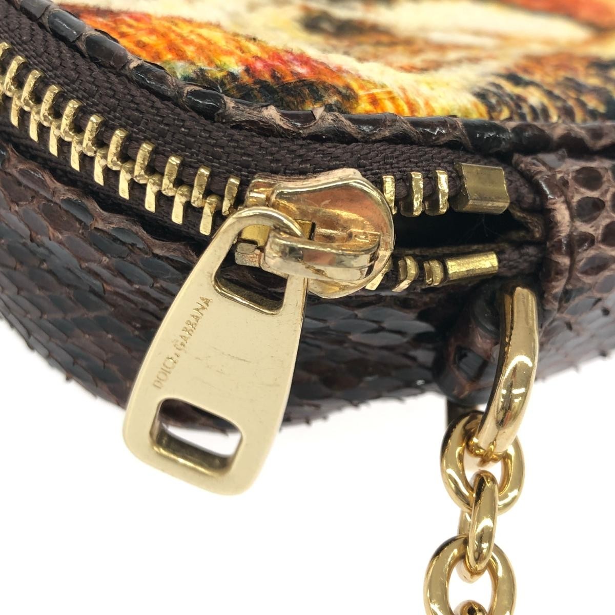 Dolce & Gabbana Shoulder Bag Purse Leopard Chain Brown Authentic