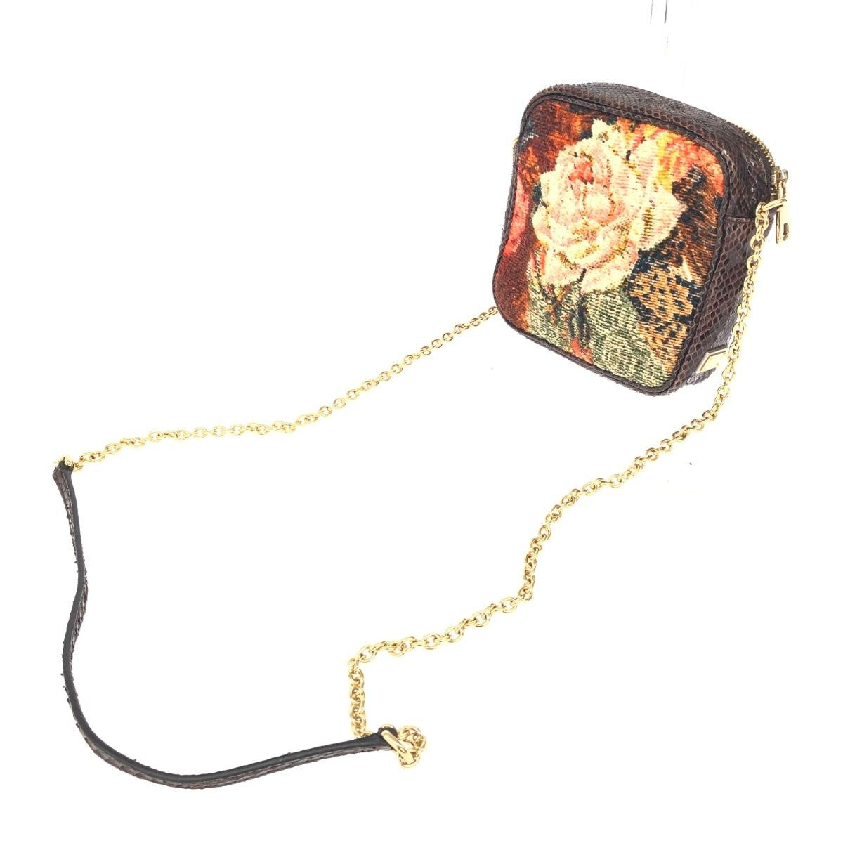 Dolce & Gabbana Shoulder Bag Purse Leopard Chain Brown Authentic