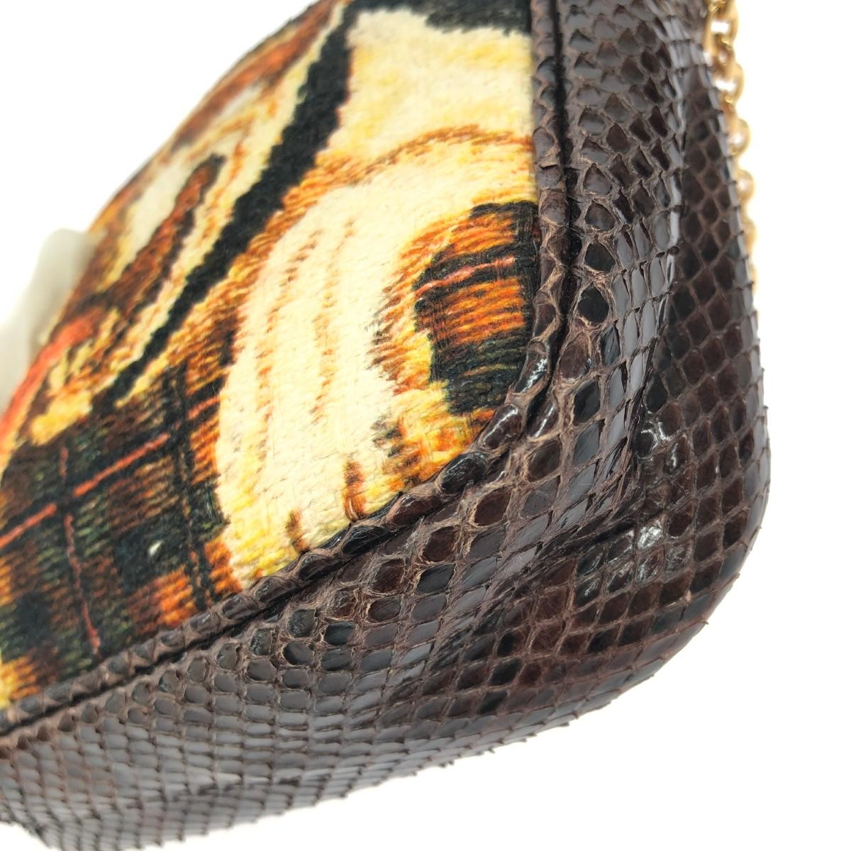 Dolce & Gabbana Shoulder Bag Purse Leopard Chain Brown Authentic