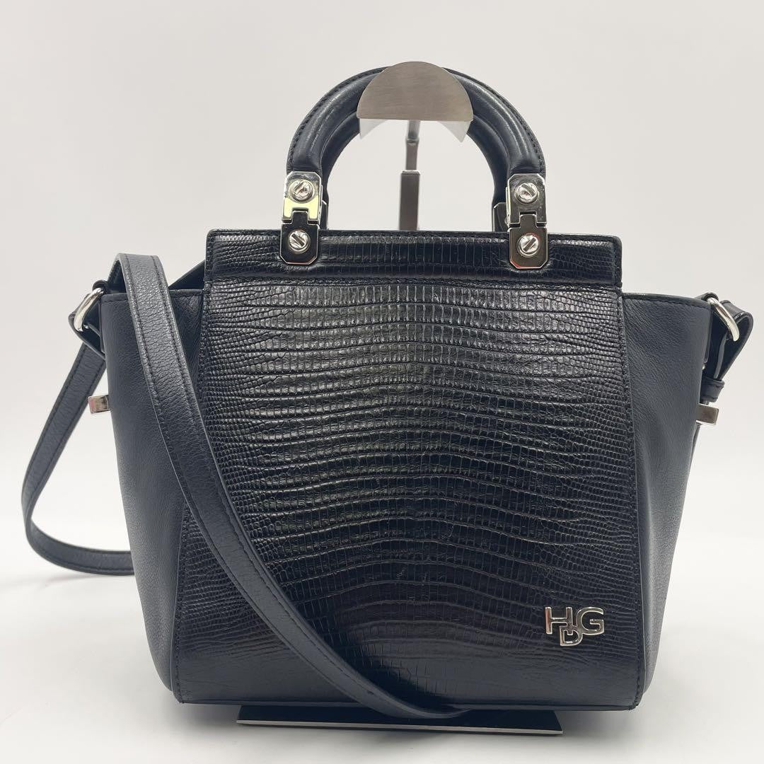 GIVENCHY Hand Shoulder Bag Tote Purse 2way HDG Leather Black Authentic