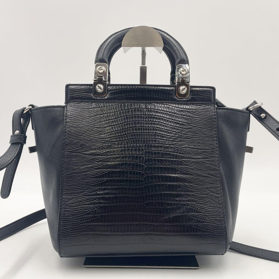 GIVENCHY Hand Shoulder Bag Tote Purse 2way HDG Leather Black Authentic