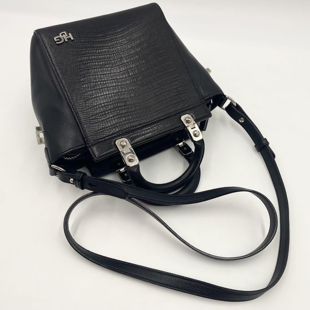 GIVENCHY Hand Shoulder Bag Tote Purse 2way HDG Leather Black Authentic