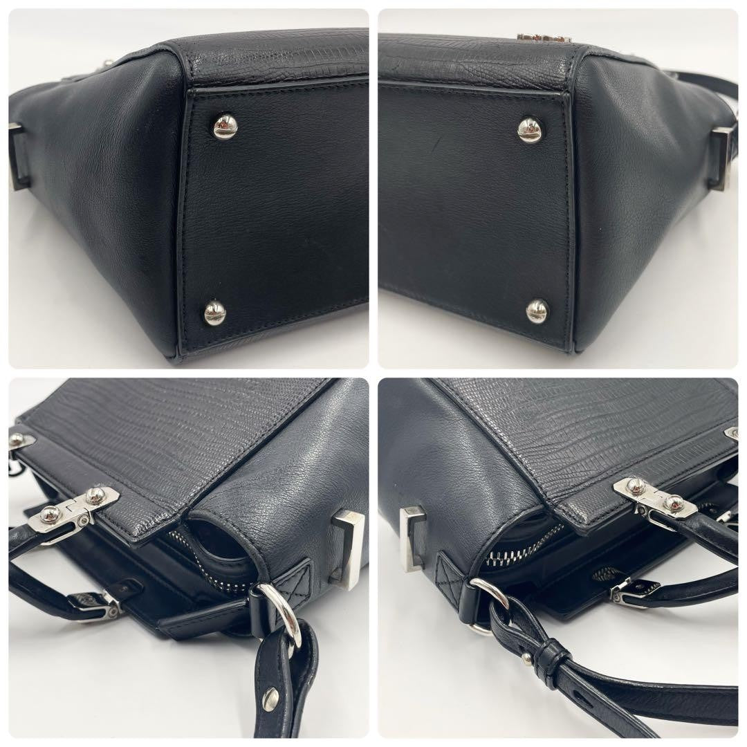 GIVENCHY Hand Shoulder Bag Tote Purse 2way HDG Leather Black Authentic