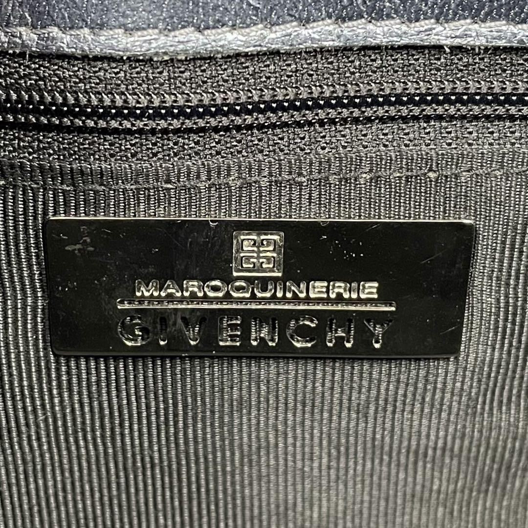 GIVENCHY Shoulder Bag Purse 4G Leather Metallic Blue Gray Authentic