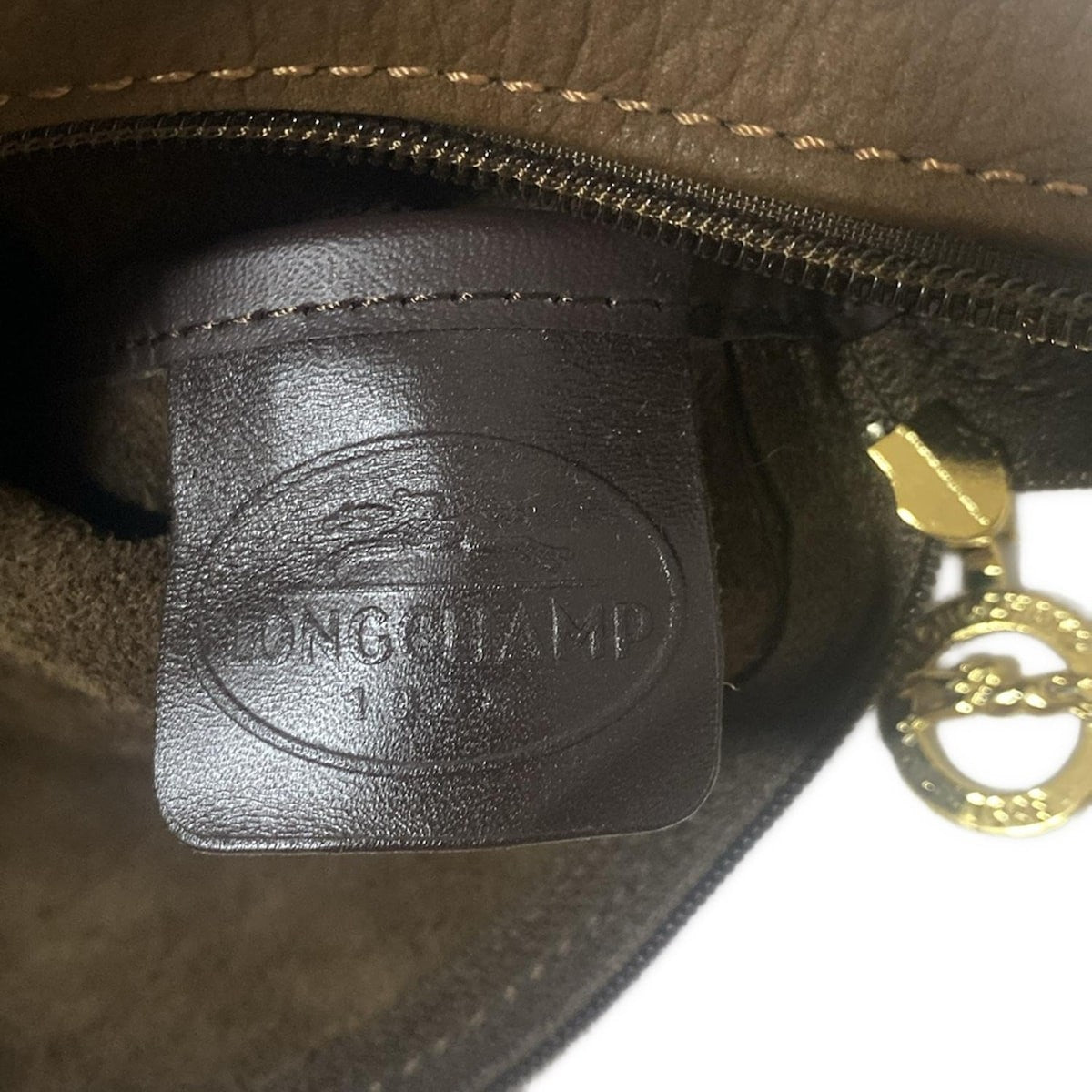 Longchamp Hand Bag Tote Purse Nubuck Leather Black Brown Authentic