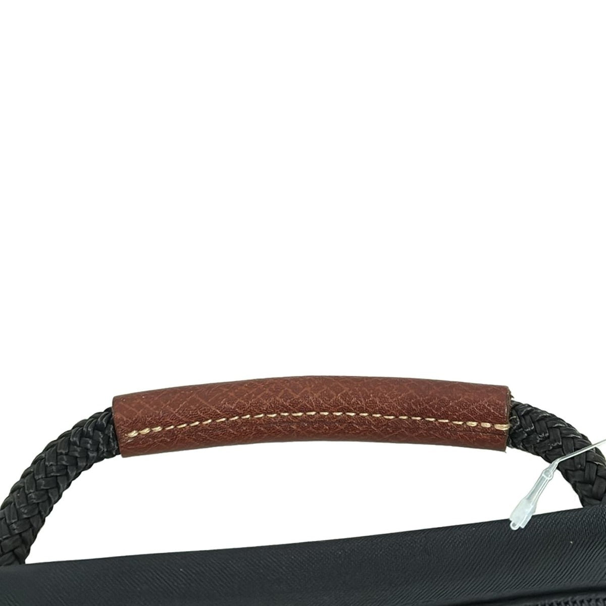 Longchamp Hand Bag Tote Purse Nylon Leather Black Dark Brown Authentic