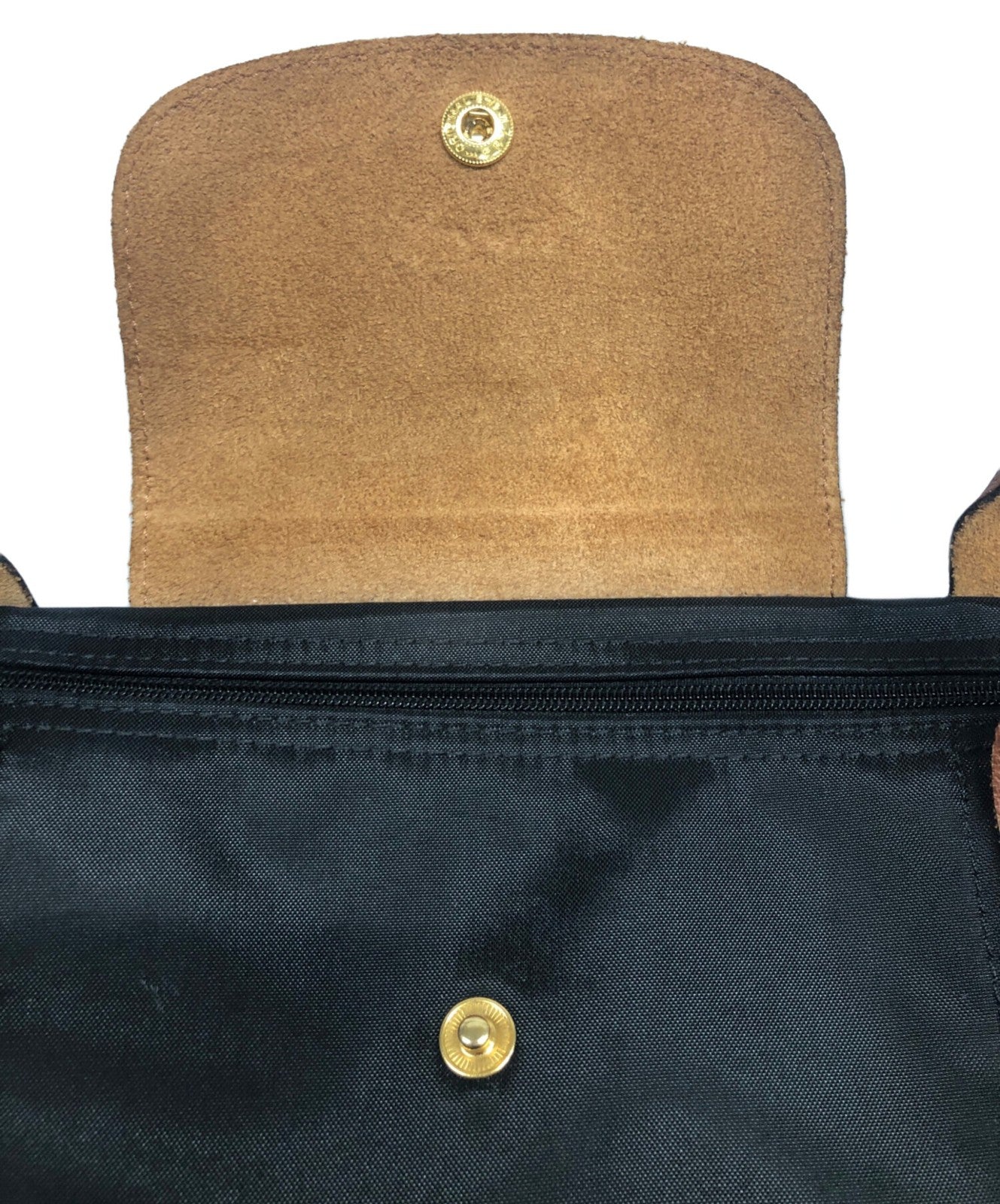 Longchamp Hand Bag Tote Purse Le Pliage Black Brown Authentic