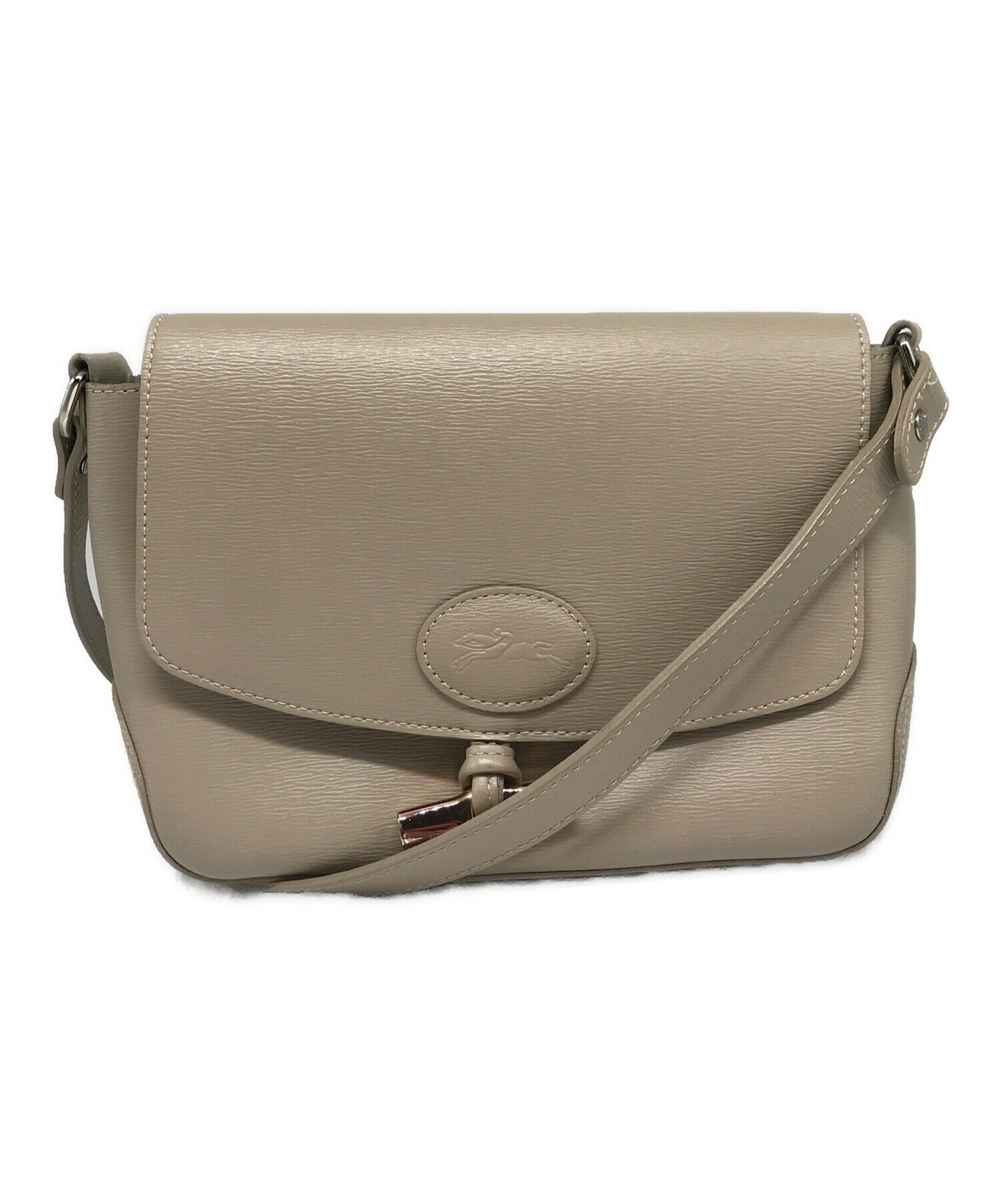 Longchamp Shoulder Bag Purse Beige Authentic
