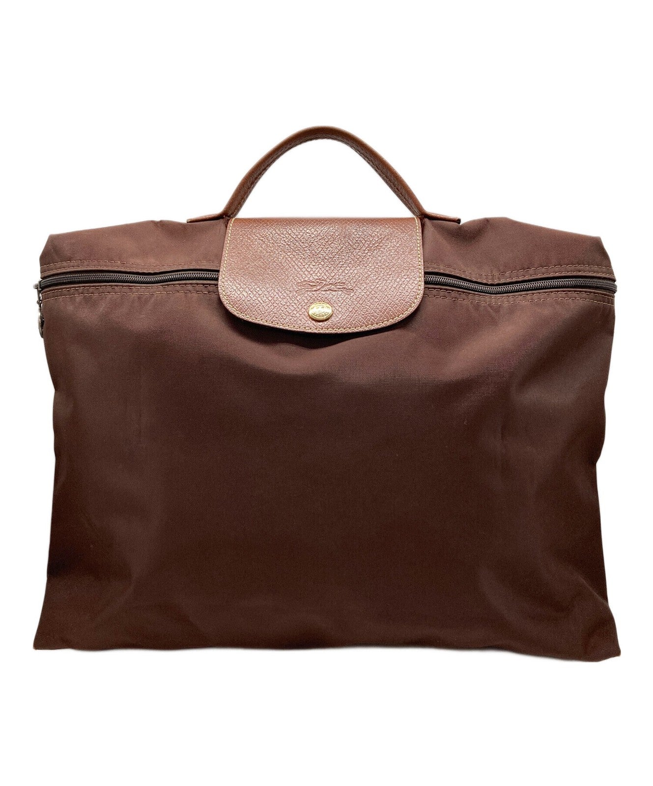 Longchamp Hand Bag Tote Purse Le Pliage Nylon Brown Authentic