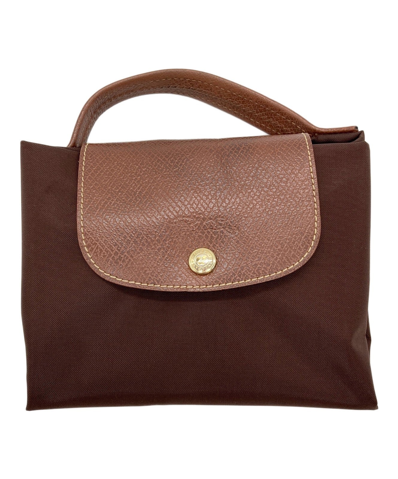 Longchamp Hand Bag Tote Purse Le Pliage Nylon Brown Authentic