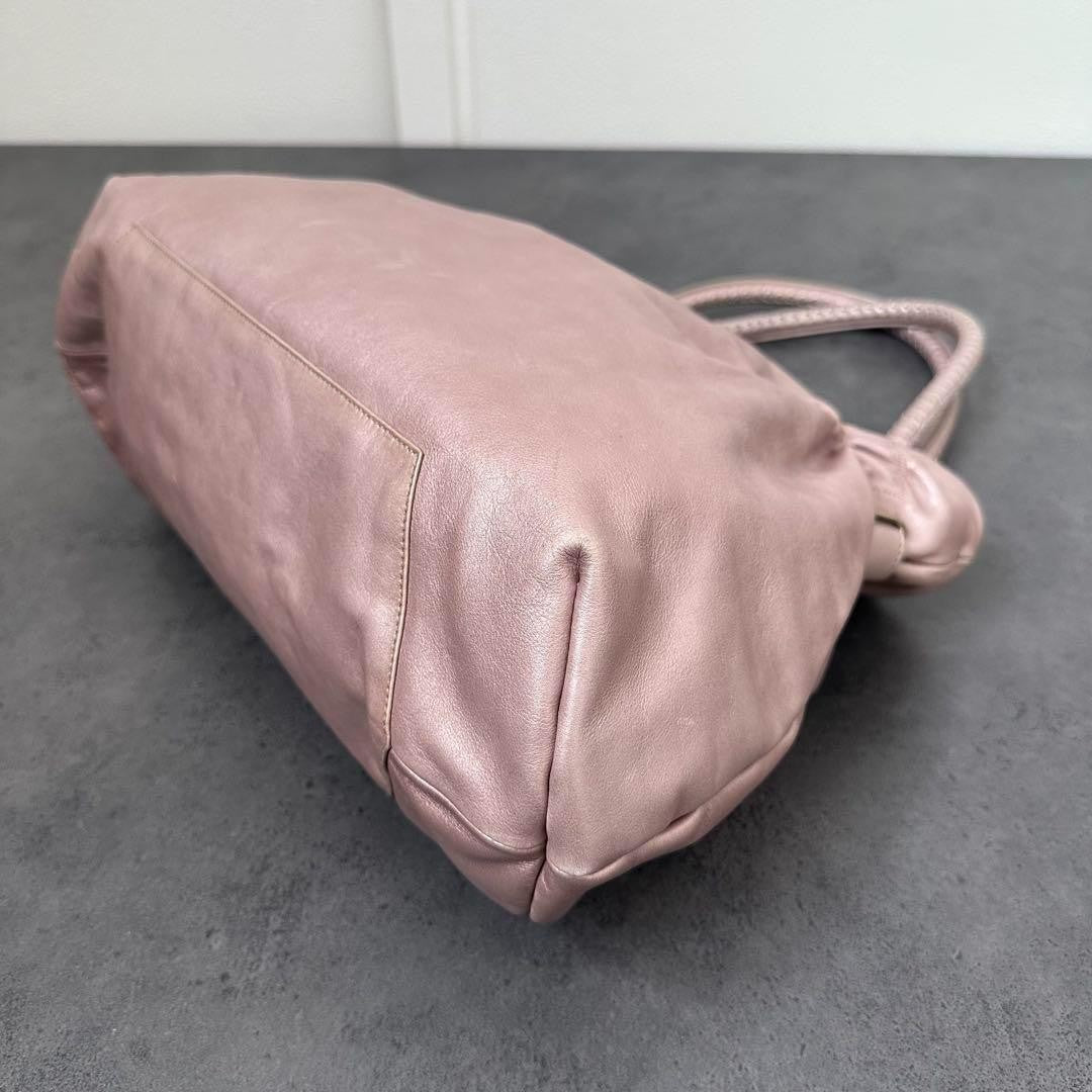 Salvatore Ferragamo Hand Bag Tote Purse Gancini Leather Pink Champagne Gold Auth