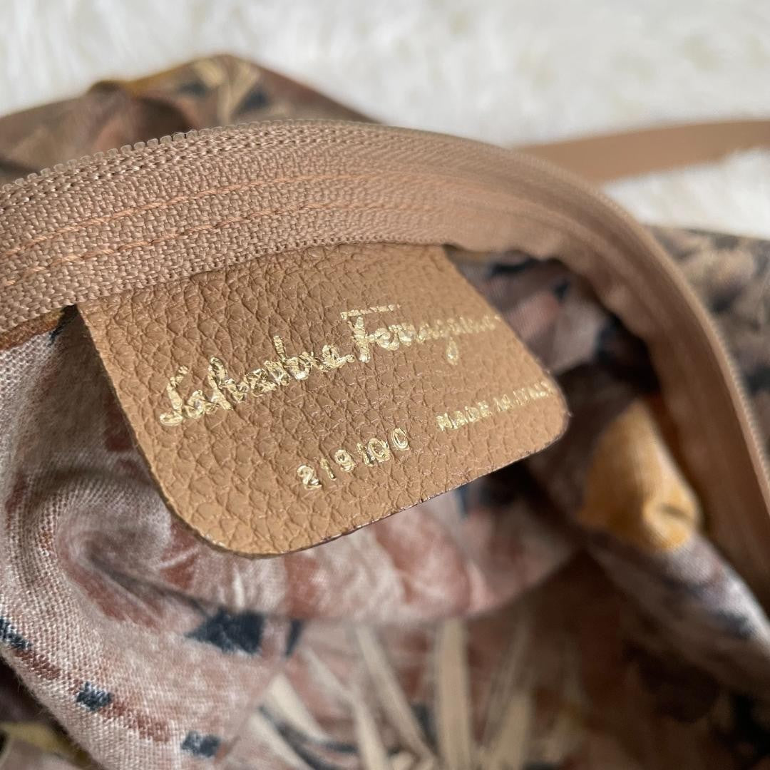 Salvatore Ferragamo Hand Bag Tote Purse Brown Multicolor Authentic