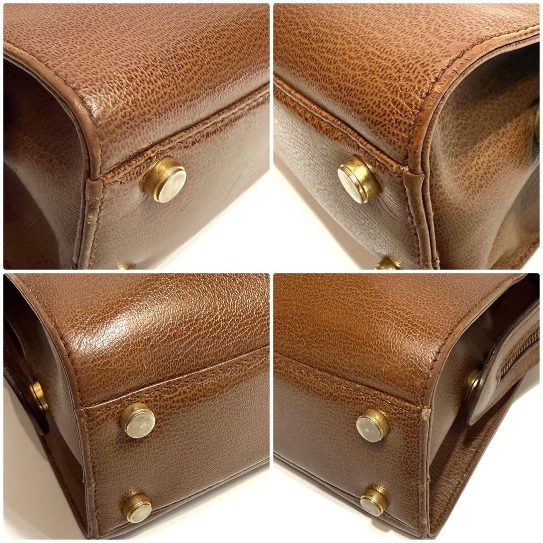 Salvatore Ferragamo Hand Bag Tote Purse Gancini Leather Camel Authentic