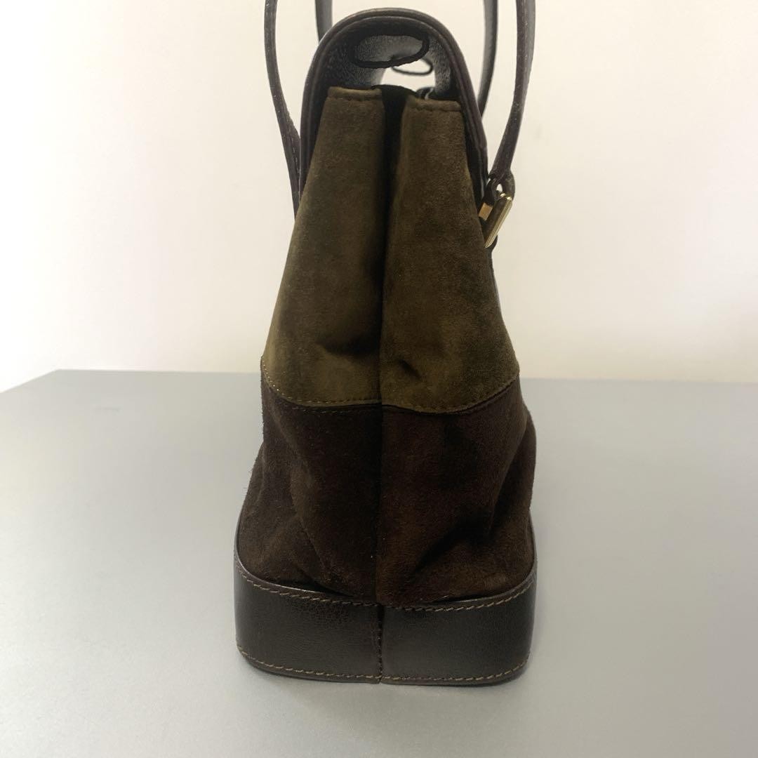 Salvatore Ferragamo Hand Shoulder Bag Purse 2way Gancini Suede Leather Brown