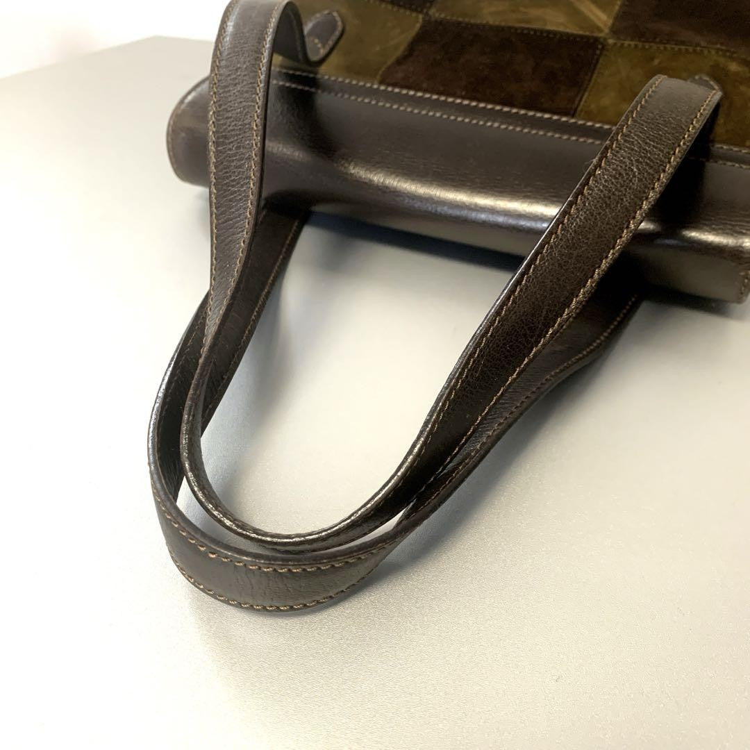 Salvatore Ferragamo Hand Shoulder Bag Purse 2way Gancini Suede Leather Brown