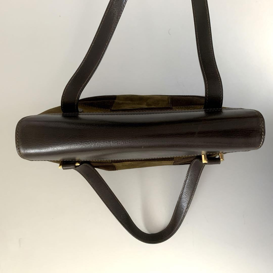 Salvatore Ferragamo Hand Shoulder Bag Purse 2way Gancini Suede Leather Brown