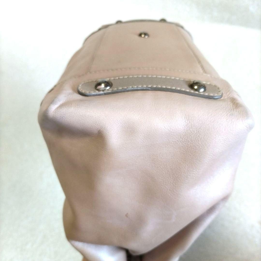 Salvatore Ferragamo Hand Bag Tote Purse Gancini Leather Pink Beige Authentic