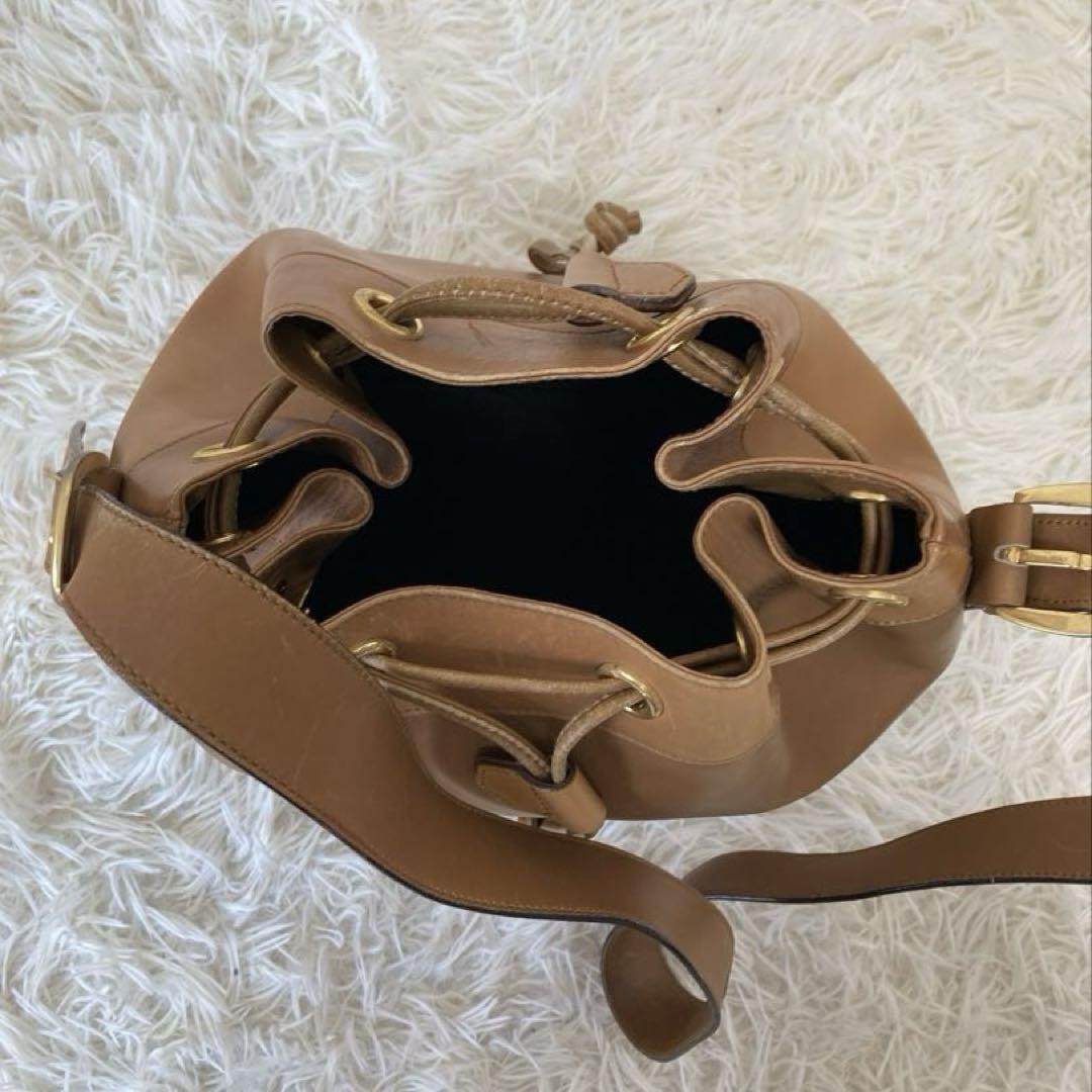 Salvatore Ferragamo Shoulder Bag Purse Leather Camel Light Brown Authentic