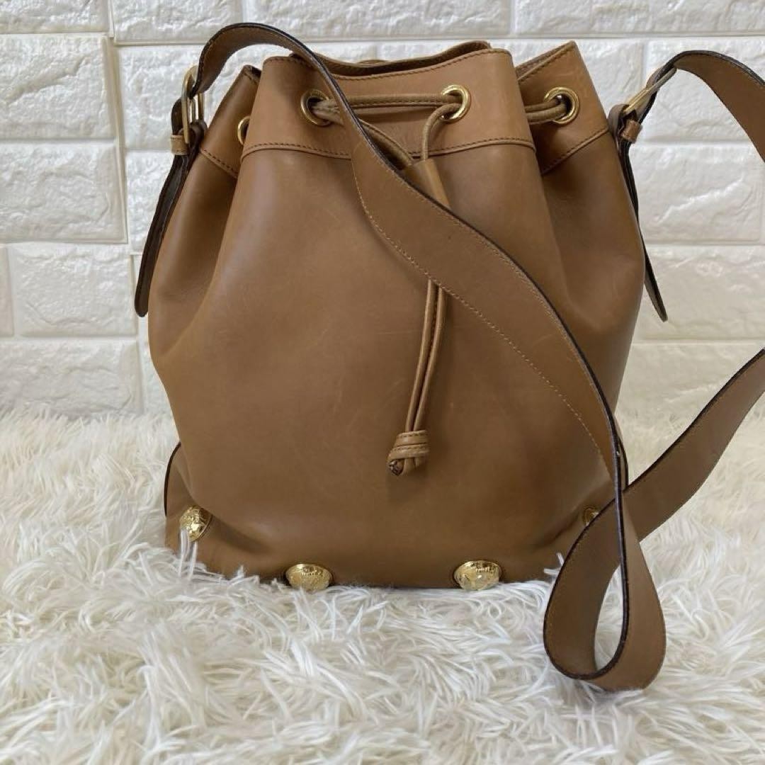 Salvatore Ferragamo Shoulder Bag Purse Leather Camel Light Brown Authentic
