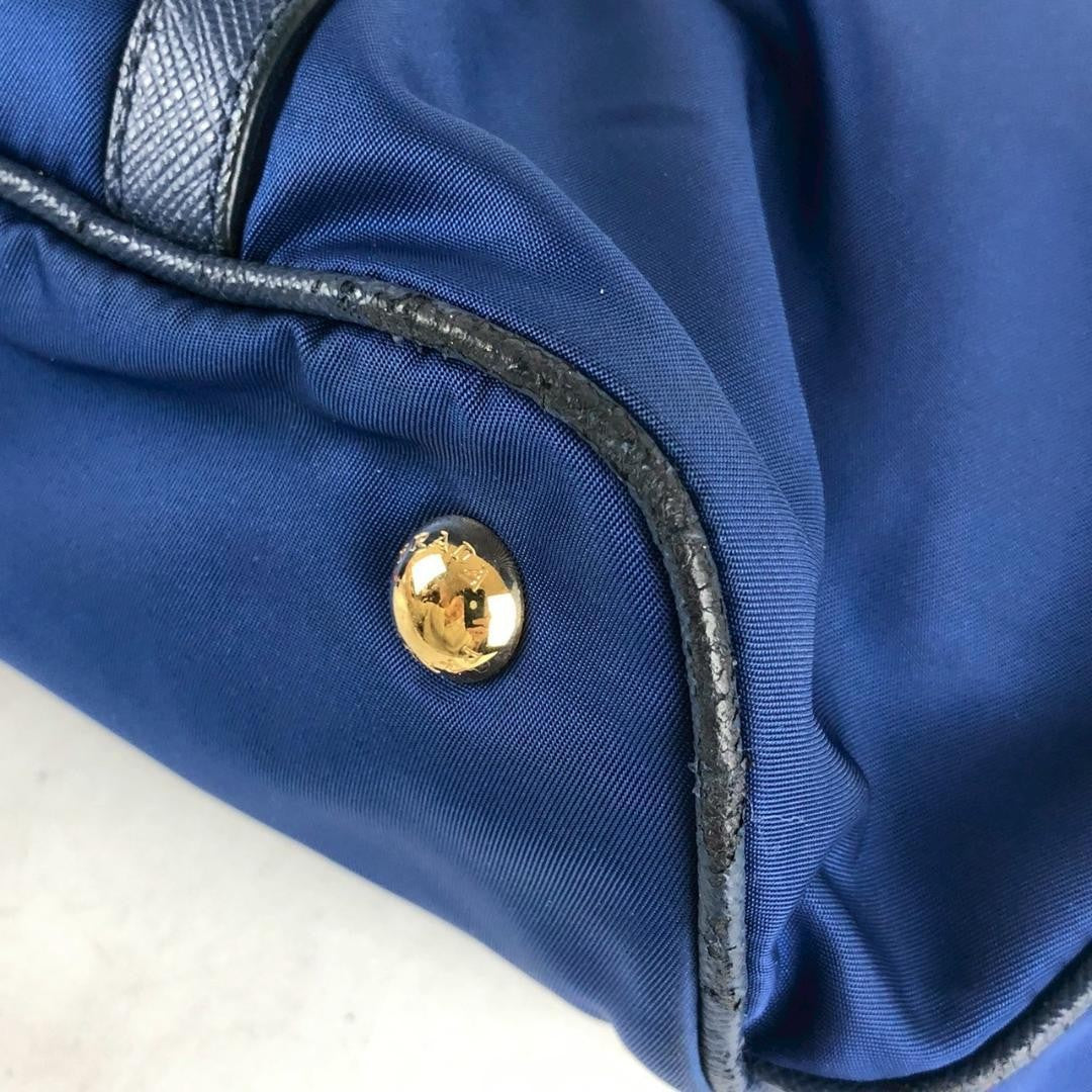 PRADA Hand Bag Tote Purse Nylon Blue Authentic